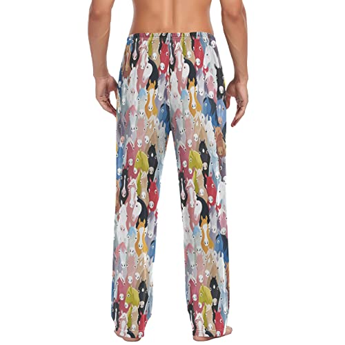 Colorful Horses Pattern Men's Pajama Pants Sleepwear Lounge Pajama Bottoms2