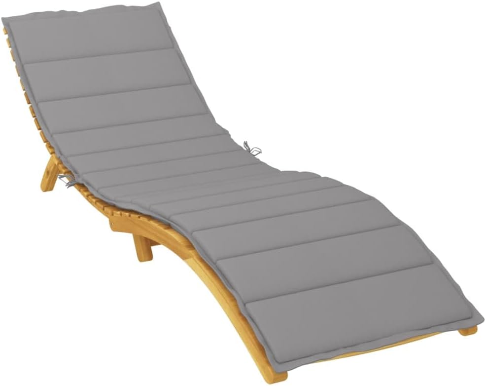 vidaXL Patio Cushion, Sun Lounger Chair Cushion, Lounge Chaise Cushion with Non-Slip Elastic Back for Garden Outdoor, Gray Oxford Fabric