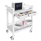 Medical Mobile Trolley Cart 2-Shelf 330 LBS Max Load Rolling Utility Cart Heavy Duty Beauty Salon St