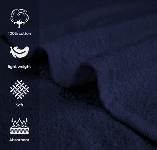 Image of Avalon Towels Salon Towel - Navy Blue Hand Towels Bulk Pack of 24 - 100% Cotton Absorbent Spa, Facial & Gym Towel for Working Out - 16x27 Inches (Not Bleach Proof)
