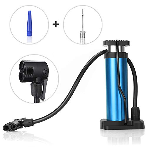 Aibrisk Bike Pump, Mini Bike Pump Fits Presta Schrader Valve Bicycle Pump with High Pressure up to 120PSI Portable Bike Tire Pump for Basketballs Footballs Racing Bike and Mountain Bike (Blue)