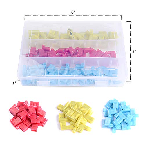 Nilight 50047R 110Pcs Nylon Flag Spade Female Insulated Quick Disconnects 22-18 16-14 12-10 Gauge Flag Spade Electrical Crimp Terminals Connector Assortment Set #TOP6