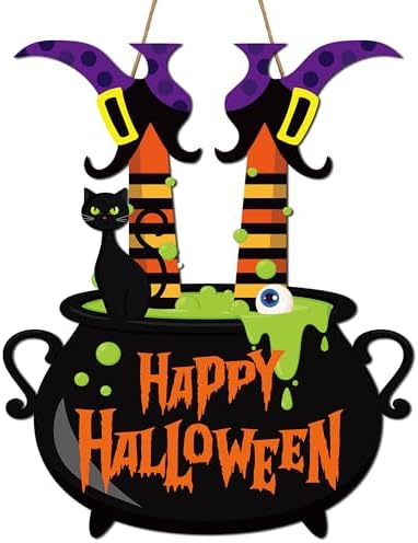 Halloween Witch Door Sign Happy Halloween Wooden Sign Plaque Witc...