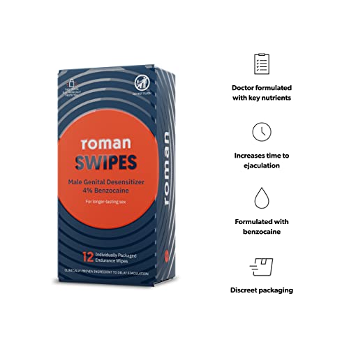 ro swipes  fast-acting convenient over-the-counter wipes increase stamina formulated with 4 benzocaine features discreet packaging  12-pack
