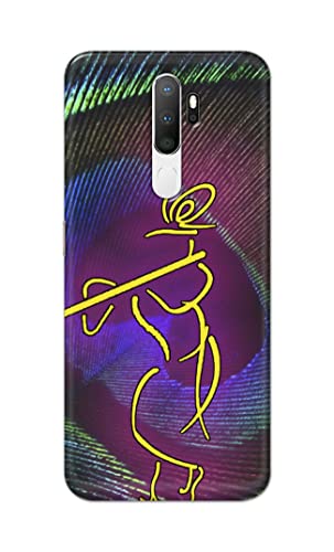 Image of PRINTFIDAA Lord Krishna On Peacock Feather Hard Back Cover for Oppo A5 (2020) / Oppo A9 (2020) / Oppo A11x Back Cover -(P6) KAT1007