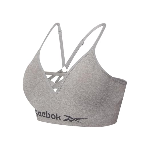 Reebok Womens Seamless Gym Top | Womens Gym Tops with Halter Neck Design | Wireless Bra Style Crop Top for Women Activewear | Black, Grey or White