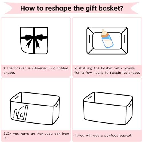 Image of OIAHOMY Large Woven Storage Basket with Handles for Nursery Living Room Shelves, Bow Basket for Gifts Empty with Gift Bags and Ribbons for Baby Showers Pet Toy Bin - Black