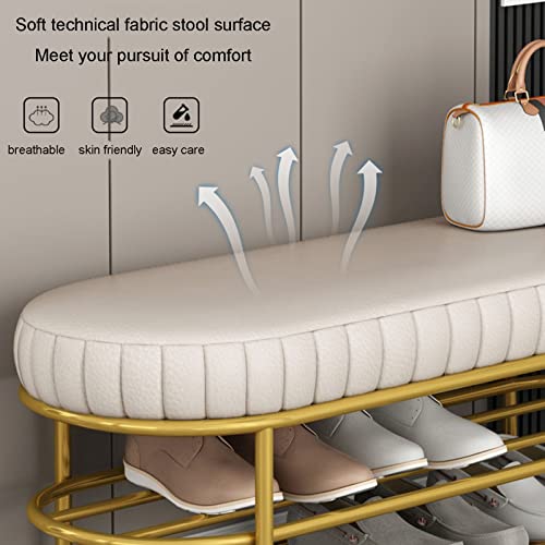 Meuble à chaussures de luxe avec cadre métallique doré et assise moderne - 5