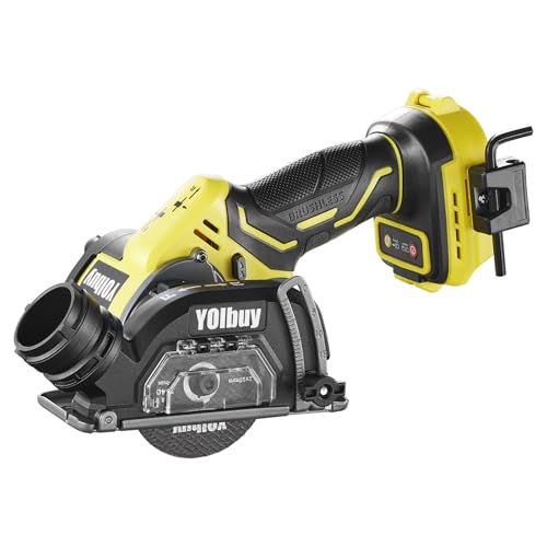 YOIbuy PRO 充電式 76mm コンパクトカッター ブラシレスモータ搭載 MAX回転数 19500RPM 集じんカバー付きトリガー変速可能 LEDライト付き ミニ ディスクグラインダー 本体のみ (充電池・充電器別売) YCC-P76-1