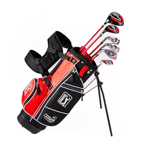Image of PGA Tour Youth Golf Club Set - Ages 3-5 (3'6 inch-4'1 inch) and 5-8 (4'1 inch - 4'8 inch) Right and Left Handed Beginner Junior Golf Clubs with Lightweight Golf Bag, Mallet Putter, Driver by Golfgen