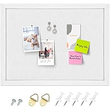 Cork Board Bulletin Board, White Frame Cork Boards for Walls with Felt, Decorative Hanging Pin Board for Home School Office, Vision Board, 23x17 Inches, White 1pc