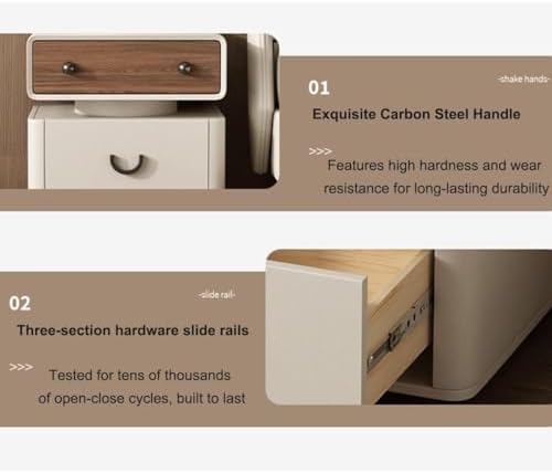 Stylish Black Nightstand with Double Drawers - Floorstanding Bedside Table, Sofa End Table, Accent Table with Storage for Home, Perfect for Bedroom & Living Room (50cm)