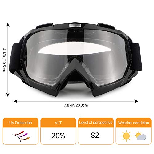 Motorcycle Goggles ATV Dirt Bike Anti Scratch Motocross UV400 Protect Bendable Eyewear Off Road Dust proof Anti Fog Riding Goggles with Adjustable Strap &Color Lens for Adult Youth - Thumbnail 7