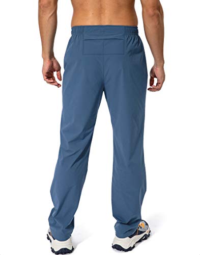 Pudolla Calça masculina atlética para treino com cintura elástica e bolsos com zíper, Lyons Blue, XX