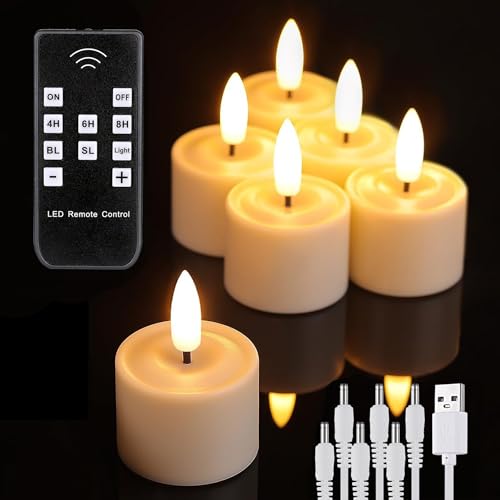 UniEasy Rechargeable Tea Lights Candles with Remote and Timer Battery Operated, LED Flameless Votive Tealight Candles Flickering for Table Wedding Christmas Halloween Decor (6 Pack) by UniEasy - Used condition - US$16.58