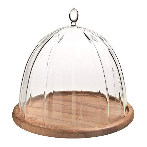 Casa Alegre Cheese & Cake Formaggiera con Base in Legno, Vetro