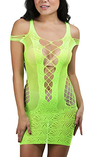 Image of ToBeInStyle Women's Stretch See Through Fishnet Novelty Mini Rave Party Dress