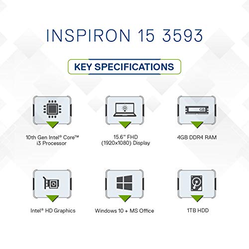Image of DELL Inspiron 3593 39.62cm (15.6 Inch) FHD Laptop (10th Gen i3-1005G1 / 4GB / 1TB / Integrated Graphics /Win 10 + MS Office /Silver) D560299WIN9SE