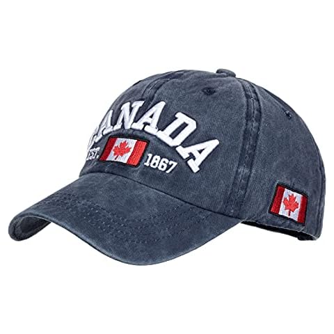 Unisex Distressed Denim Canada Flag Cap Cover