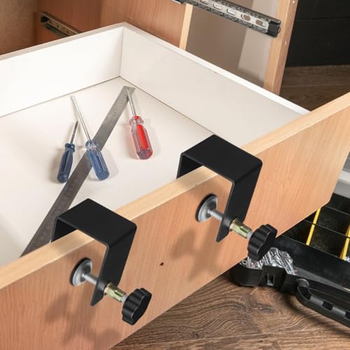 DIYEAH Verstellbare C-Klemmen 2 Stück Schubladen Montagehilfe Für Holzarbeiten Schrank-Installationsklemme Zur Einfachen Frontmontage Und Tischbefestigung