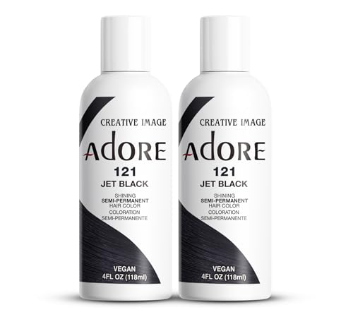 Adore Semi Permanent Hair Color (121 Jet Black) (2 Pack) | Vegan & Cruelty-Free Black Hair Dye | No Ammonia, No Peroxide, No Alcohol | 4 Fl Oz