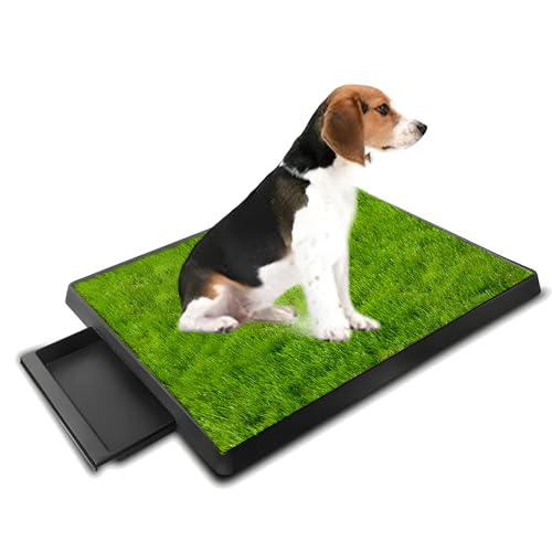 Image of Dog Urinal containing 2 Replaceable lawns, Dog Potty Grass .Portable pet bedpans that can be Washed， Suitable for Almost All Types of Dogs. Length: 25 inches. Width 20 inches. Height: 3 inches