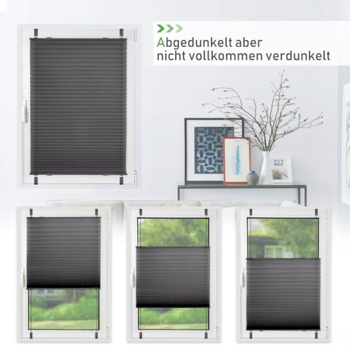 Deswell Plissee ohne Bohren Klemmfix Anthrazit B115 x H110cm Plisseerollo Sonnenschutz und Sichtschutz Jalousien Easyfix Plissees… – Ansicht 3