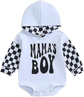 Baby Boy Fall Clothes Long Sleeve Pullover Checkerboard Hoodie Romper Sweatshirt Mama Boy Outfits Sweater Jumpsuit
