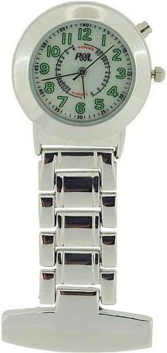 PWL Silver Quartz Analogue Lumibrite Nurses Fob Watch with Back Light