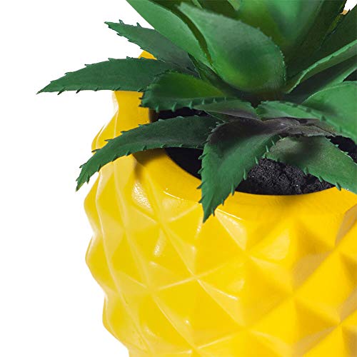 Artificial Succulent Potted Pineapple Decor - Fake Pineapple Home Office Kitchen Table Decoration (Yellow) #TOP2