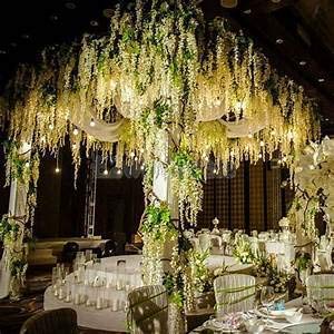VRCT Artificial Flowers Vine Wisteria Hanging Garland String (White, 5 Pieces) 2