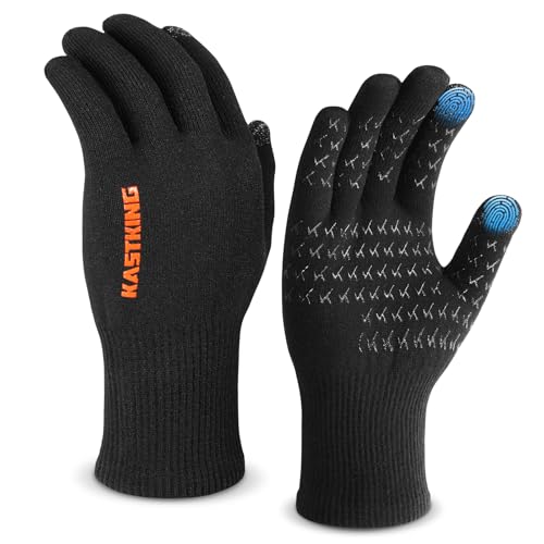 KastKing HydroFlex Waterproof Fishing Gloves Touchscreen Compatible Non-Slip Palm 4-Way Stretch Extended Cuff for Winter & Ice Fishing Kayak Boating Unisex