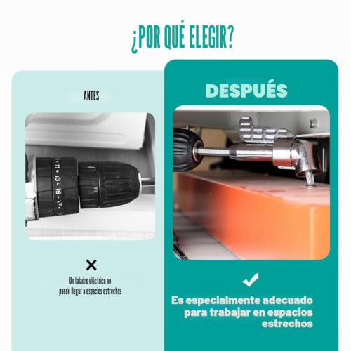 Miniatura 5 de Tweozhui Adaptador De Llave Angular De 105 , Adaptador Angular Para Atornillador Inalámbrico, Vástago Hexagonal De 1 4 De Pulgada, Para Taladros Y Atornilladores Inalámbricos, Largo Corto