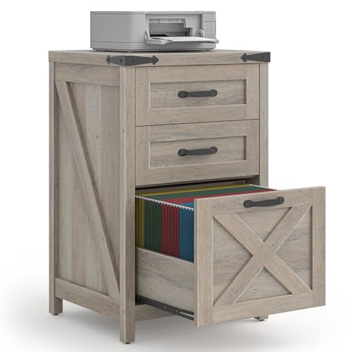 3 Drawer Small File Cabinet, Farmhouse Vertical Filing Cabinet Fits Letter and A4 Size, Under Desk...