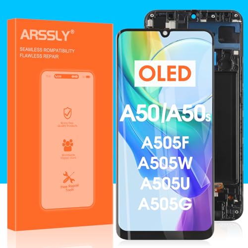 OLED for Samsung A50S Screen Replacement Kits for Samsung Galaxy A50, LCD Display Touch Screen Digitizer Full Assembly for A505F/DS, A505G/DS,A505FDS,A507F,A507FN A5070(Black with Frame,6.36 inch)