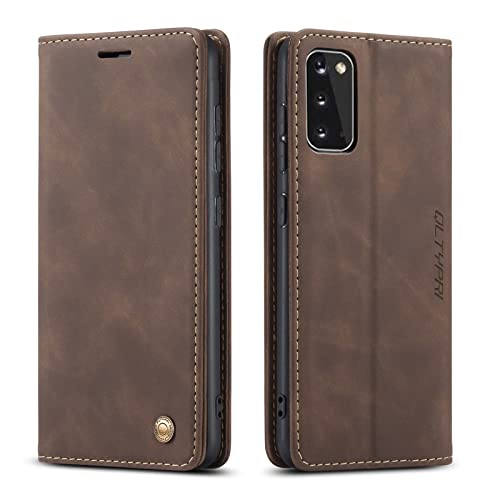 QLTYPRI for Samsung Galaxy S20 Wallet Case with Card Holders, Coffee Brown