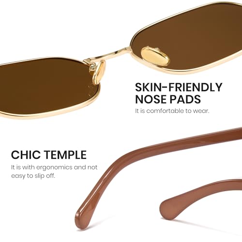 Cyxus Vintage Metal Sunglasses for Men and Women Retro Old Money Style UV Protection Classic Oval Frame Shades 1283 5