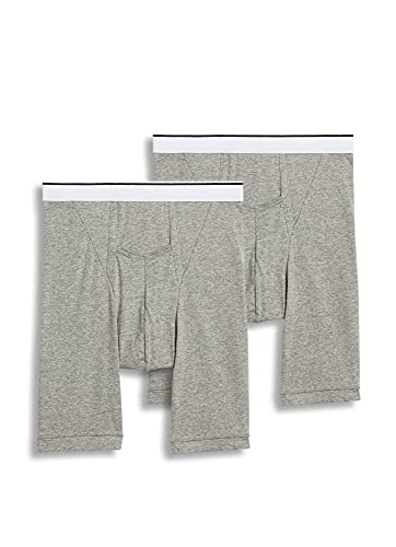 Jockey Men's Underwear Pouch 10' Midway Brief - 2 Pack, Grey Heather, L