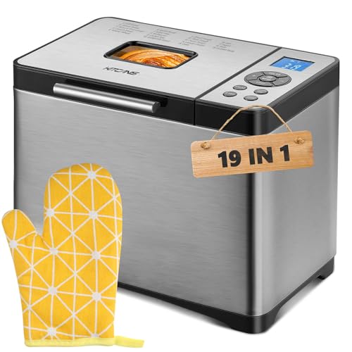 KITCANIS 19-in-1 Bread Maker, 2.2LB, Stainless Steel