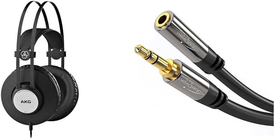 AKG K72 High Performance Closed Design Headphones & KabelDirekt - 5m - Headphone Extension Cable 3.5mm Jack Extension