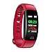 Thisiscry Braccialetto Intelligente con frequenza cardiaca F64HR, Orologio Intelligente, Touch Screen GPS Tracker/previsioni Meteo/avviso di Chiamata/monitoraggio del Sonno/connessione Bluetooth,Red