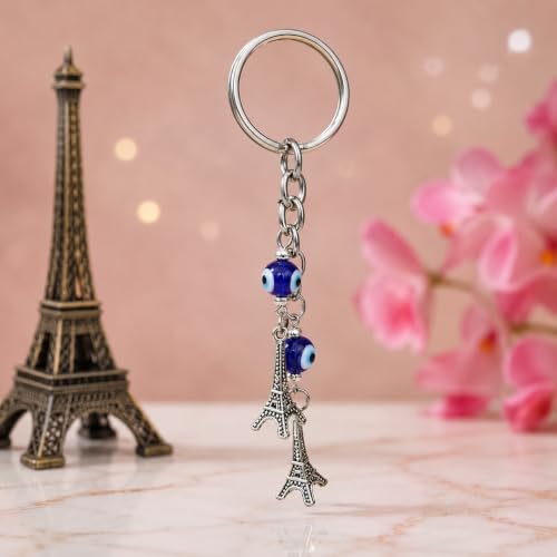 Image of GJ Premium Turkish Evil Eye Keychain for Car, Bike & Home | Nazar Protection Keychain, Good Luck Charm | Spiritual Metal Key chain for Men & Women