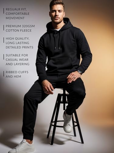 Image of ADRO Mens Graphic Hoodie | Regular Fit 320 GSM Cotton Hoody | Hoodies /Sweatshirt for Men | Soft Brushed Fleece Fabric
