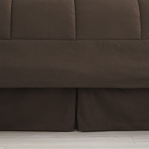 Image of King Size Comforter Set 8 Piece Bed in a Bag with Bed Skirt, Fitted Sheet, Flat Sheet, 2 Pillowcases, 2 Pillow Shams, King, Greek Key Chocolate