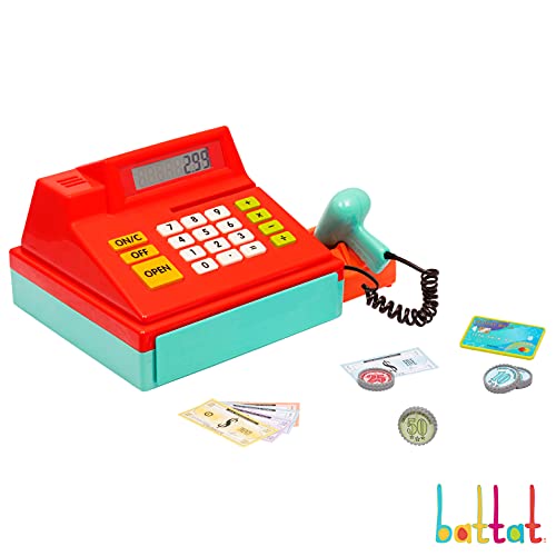 Battat â€“ Toy Cash Register for Kids, Toddlers â€“ 49pc Play Register with Toy Money, Credit Card, Scanner â€“ Calculating Cash Register â€“ 3 Years +