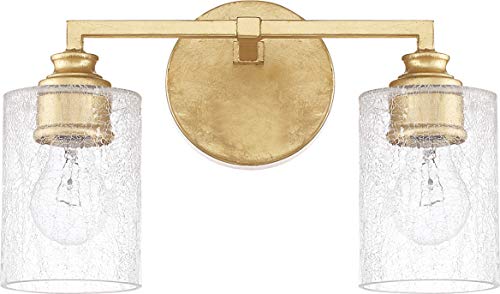 Flash Deals - 40% OFF Capital Lighting 120521CG-422 Milan Iced Glass Bath Vanity Wall Mount, 2-Light 200 Total Watts, 9"H x 13"W, Capital Gold