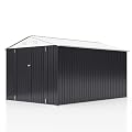 Polar Aurora 8 x 12 FT Outdoor Storage Shed, Metal Garden Shed with Updated Frame Structure, Tool Sheds for Backyard Garden Patio Lawn White