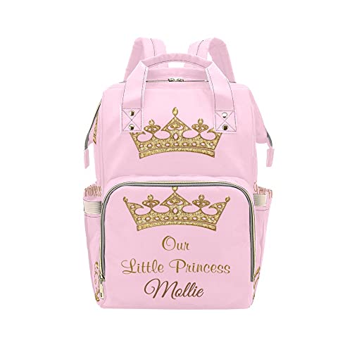 Grandkli Our Little Princess Personalized Diaper Bag Multi-Function Backpack Nappy Bag Travel DayPack for Unisex, One Size