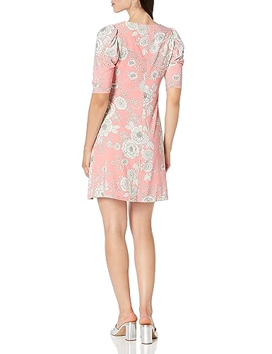 Image of Tommy Hilfiger Women's Floral Jersey Short Puff Sleeve Dress