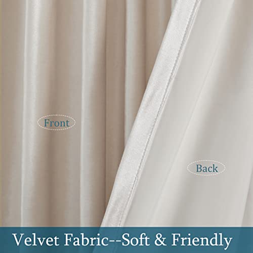 Image of PRIMROSE Cream Ivory Curtains 63 inch for Living Room,2 Panels Drapes Blackout Rod Pocket Back Tab Window Treatment Room Darkening Thick Decorative Curtains for Bedroom